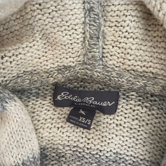 Eddie Bauer Open front hooded stripped cardigan - Picture 2 of 2